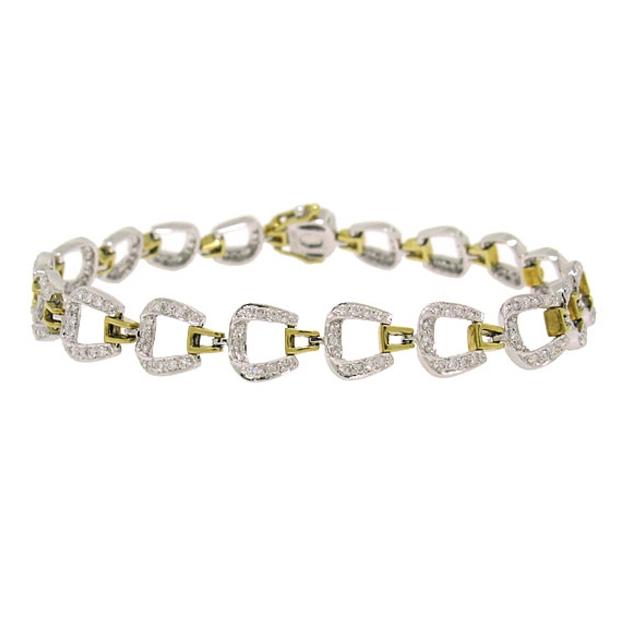 1.15 Ctw 14k Two-tone Gold Diamond Fancy Womens Bracelet