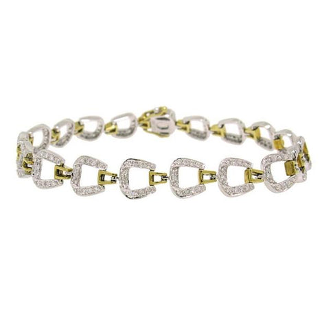 1.15 Ctw 14k Two-tone Gold Diamond Fancy Womens Bracelet