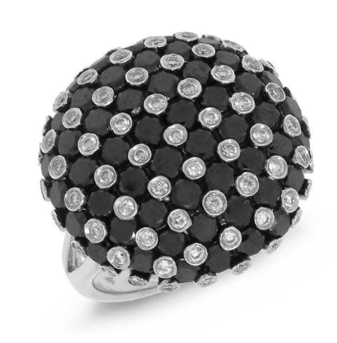 3.80 Ctw 14k White Gold Black And White Diamond Ring