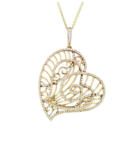 0.80 Ctw 14k Yellow Gold Diamond Heart Pendant Necklace With 18 Inch Chain