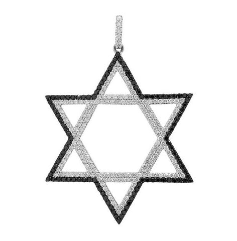 1.95 Ctw 14k White Gold Black And White Diamond Star Of David Pendant Necklace With 18 Inch Chain