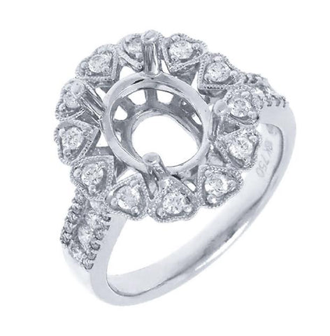 0.60 Ctw 18k White Gold Diamond Semi-mount Ring