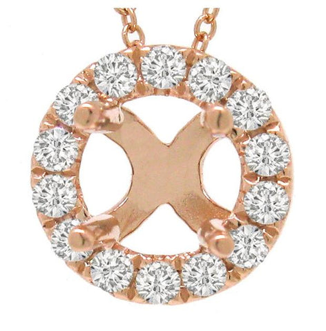 0.21 Ctw 14k Rose Gold Diamond Semi-mount Pendant Necklace With 18 Inch Chain