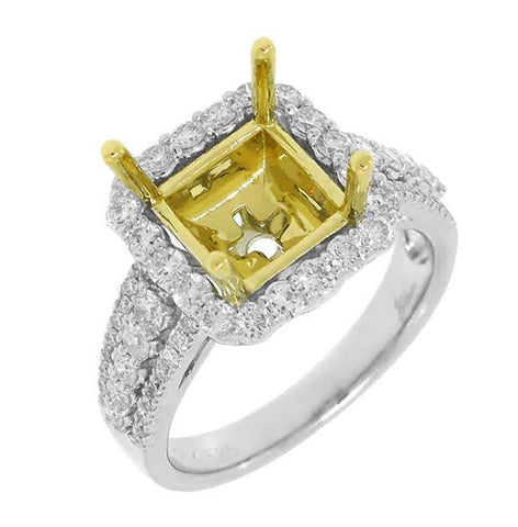 1.00 Ctw 14k Two-tone Gold Diamond Semi-mount Ring