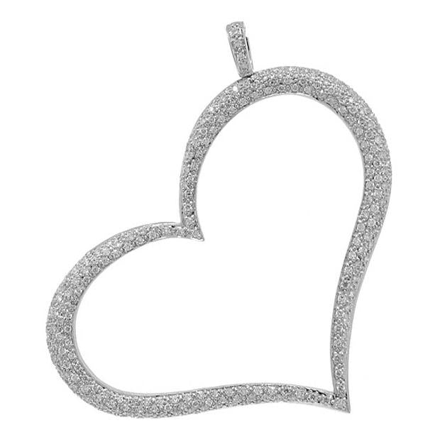 1.60 Ctw 14k White Gold Diamond Heart Pendant Necklace With 18 Inch Chain