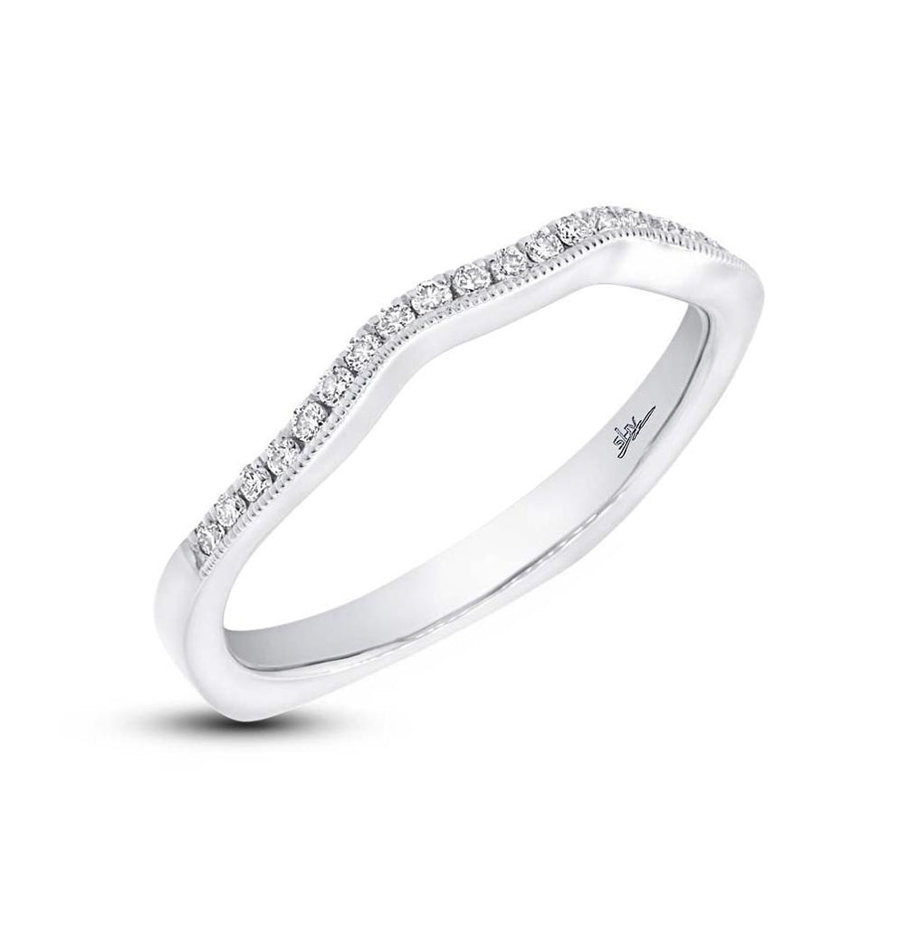 0.13 Ctw 18k White Gold Diamond Shadow Band Size 5.5