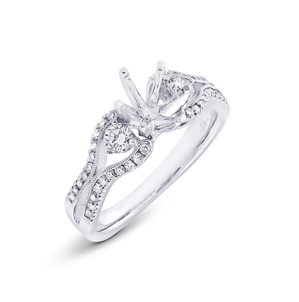 0.49 Ctw 18k White Gold Diamond Semi-mount Ring