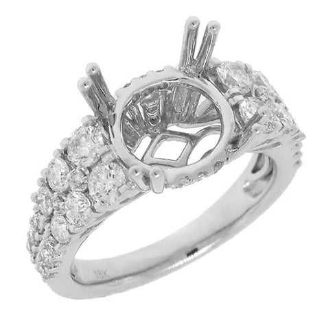 1.11 Ctw 18k White Gold Diamond Semi-mount Ring