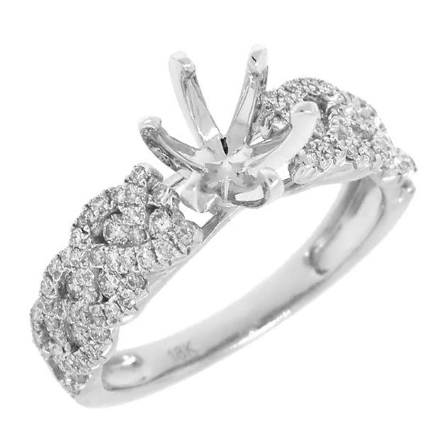 0.57 Ctw 18k White Gold Diamond Semi-mount Ring