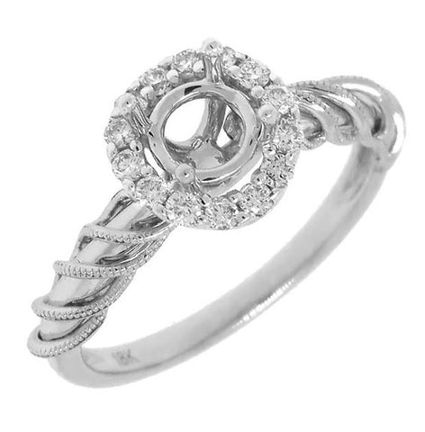 0.17 Ctw-vs 18k White Gold Diamond Semi-mount Ring