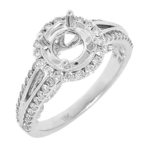 0.47 Ctw 18k White Gold Diamond Semi-mount Ring