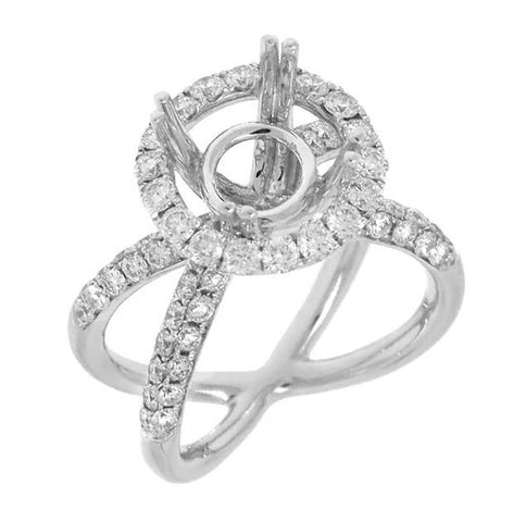 1.11 Ctw 18k White Gold Diamond Semi-mount Ring