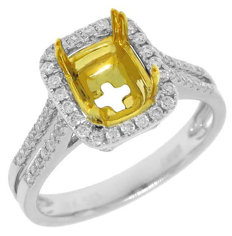 0.40 Ctw 14k Two-tone Gold Diamond Semi-mount Ring