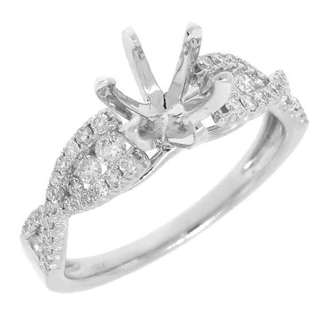 0.45 Ctw 18k White Gold Diamond Semi-mount Ring