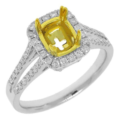 0.45 Ctw 14k Two-tone Gold Diamond Semi-mount Ring