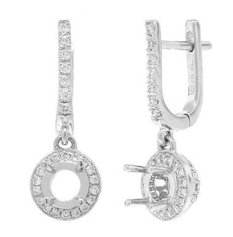 0.38 Ctw 14k White Gold Diamond Semi-mount Earring