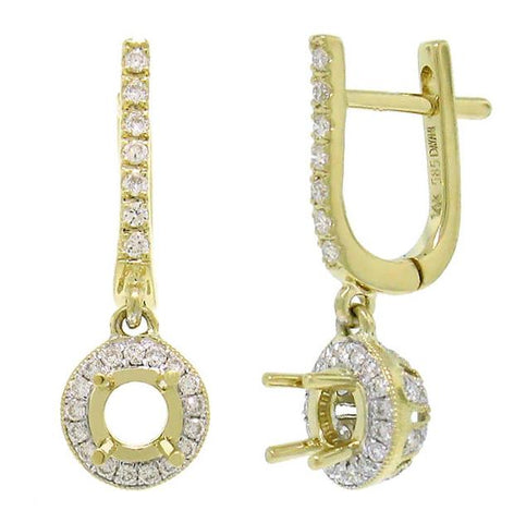 0.39 Ctw 14k Yellow Gold Diamond Semi-mount Earring