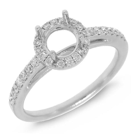0.30 Ctw 14k White Gold Diamond Semi-mount Ring For 0.60 Ctw Center
