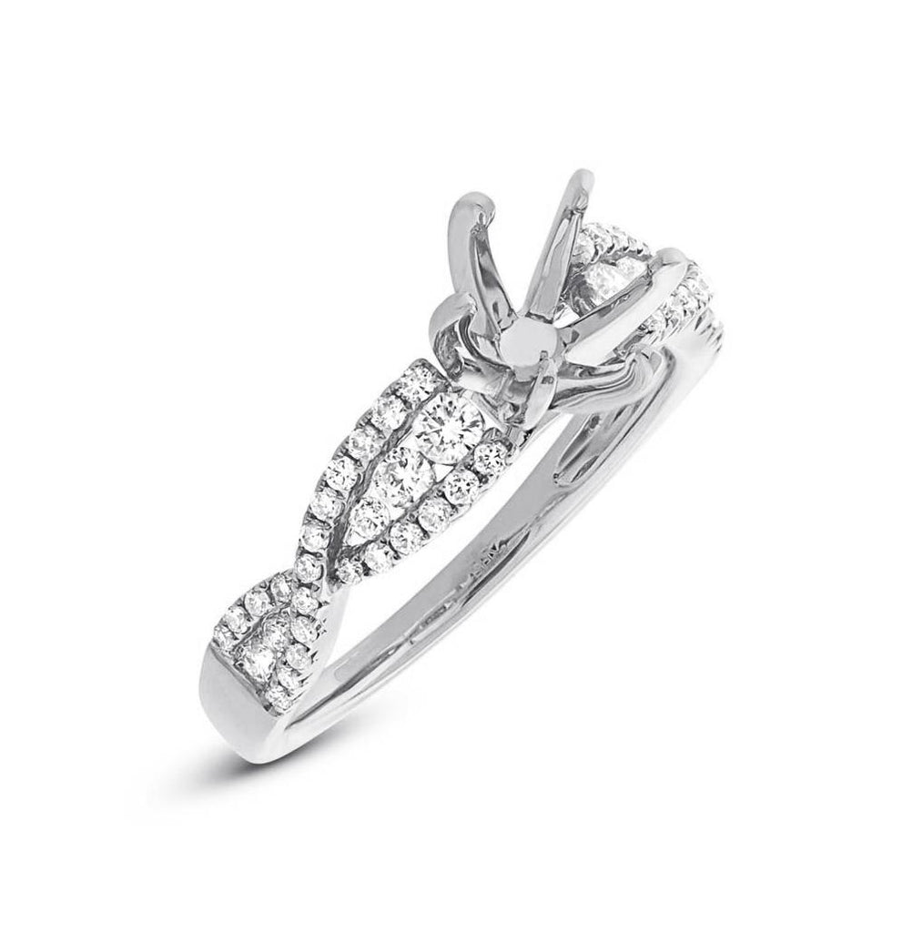 0.45 Ctw 14k White Gold Diamond Semi-mount Ring For 1.00 Ctw Center