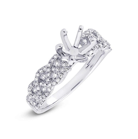 0.57 Ctw 18k White Gold Diamond Semi-mount Ring Size 7