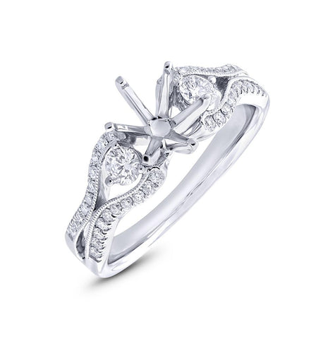 0.49 Ctw 14k White Gold Diamond Semi-mount Ring