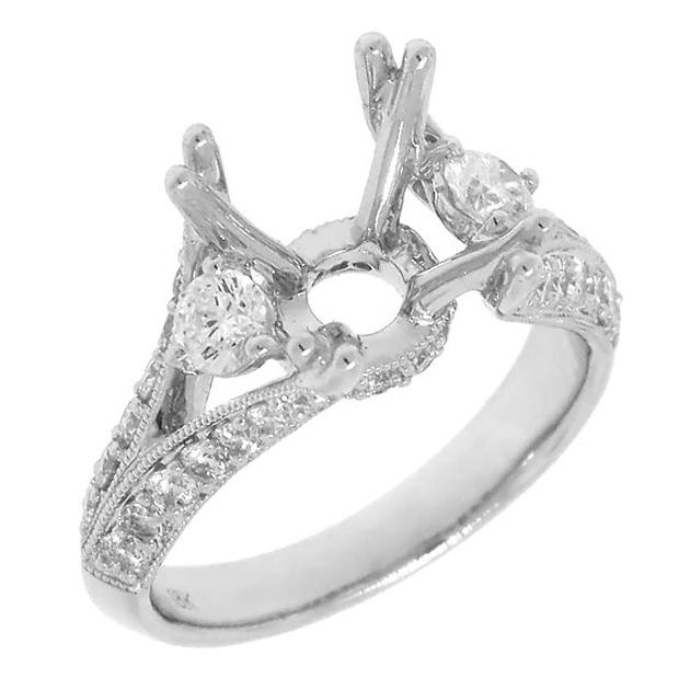 0.88 Ctw 18k White Gold Diamond Semi-mount Ring