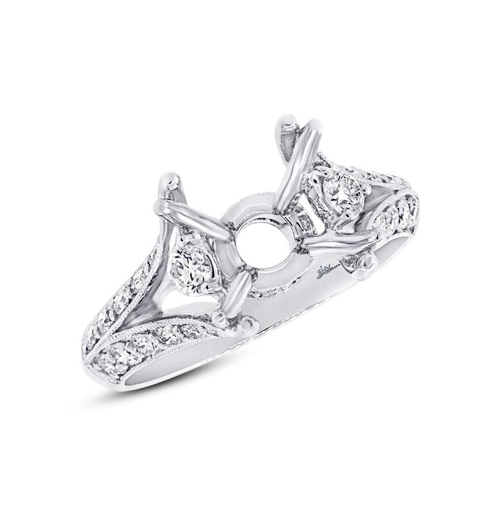 0.88 Ctw 18k White Gold Diamond Semi-mount Ring
