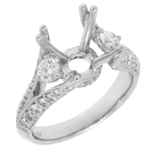 0.88 Ctw 18k White Gold Diamond Semi-mount Ring