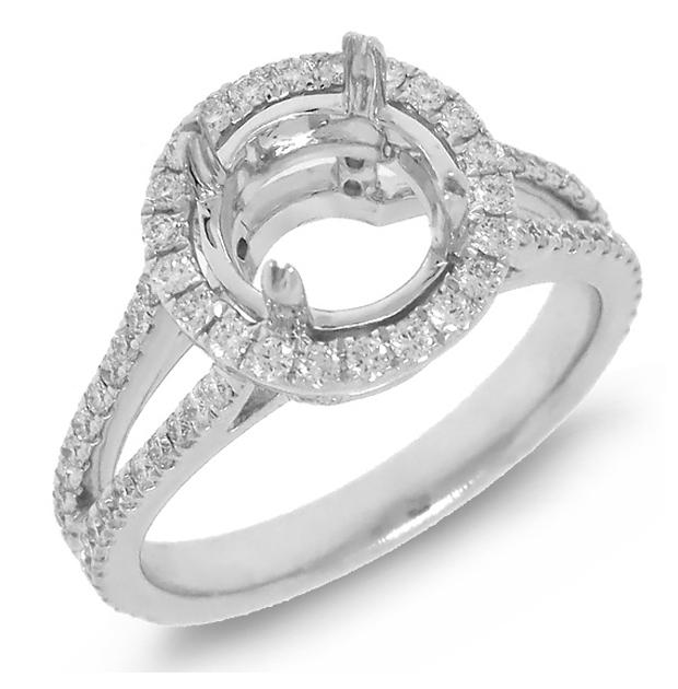 0.68 Ctw 14k White Gold Diamond Semi-mount Ring