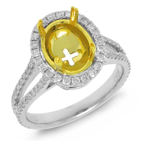 0.72 Ctw 18k Two-tone Gold Diamond Semi-mount Ring