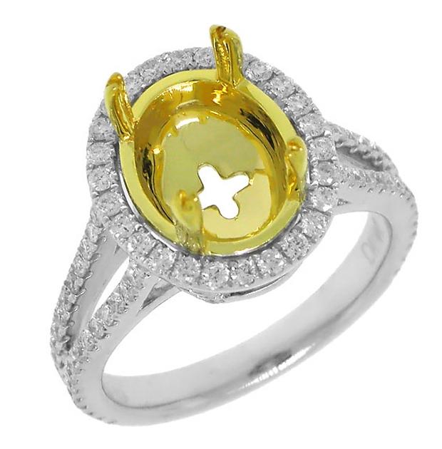 0.75 Ctw 18k Two-tone Gold Diamond Semi-mount Ring