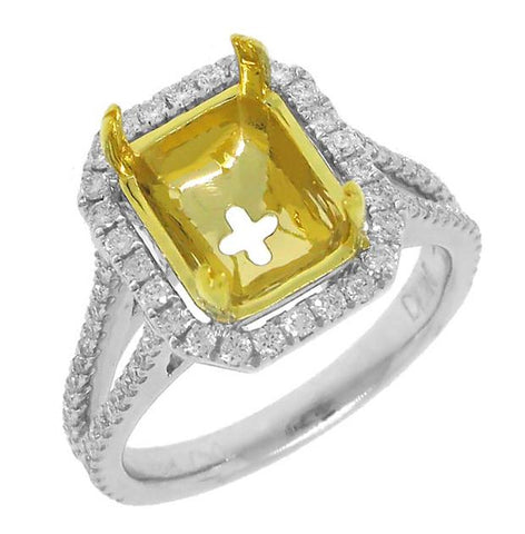 0.59 Ctw 14k Two-tone Gold Diamond Semi-mount Ring