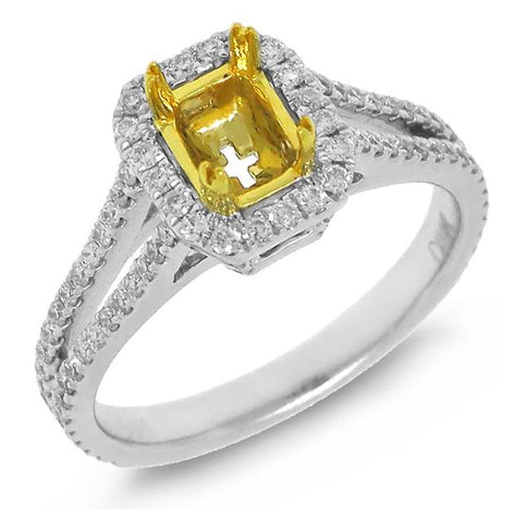 0.54 Ctw 14k Two-tone Gold Diamond Semi-mount Ring