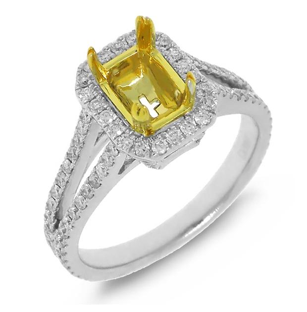 0.63 Ctw 14k Two-tone Gold Diamond Semi-mount Ring