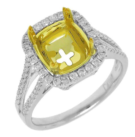 0.50 Ctw 18k Two-tone Gold Diamond Semi-mount Ring