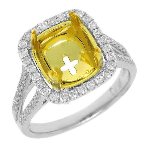 0.52 Ctw 18k Two-tone Gold Diamond Semi-mount Ring