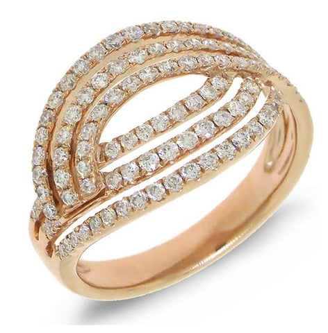 0.73 Ctw 14k Rose Gold Diamond Womens Ring