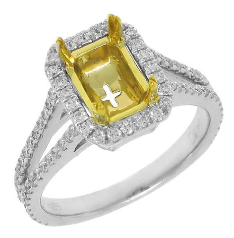 0.64 Ctw 14k Two-tone Gold Diamond Semi-mount Ring