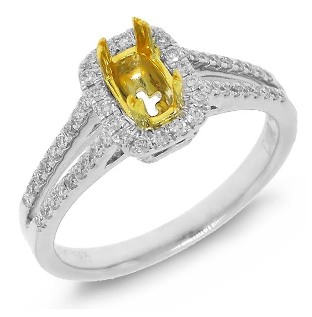 0.36 Ctw 14k Two-tone Gold Diamond Semi-mount Ring