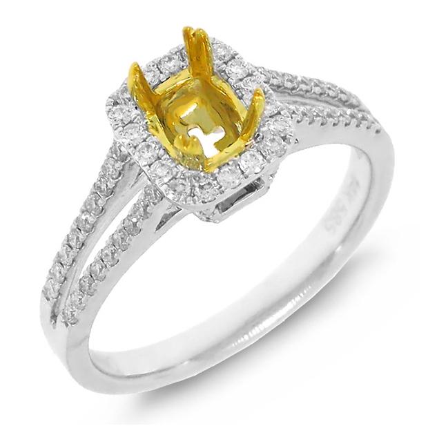 0.38 Ctw 14k Two-tone Gold Diamond Semi-mount Ring