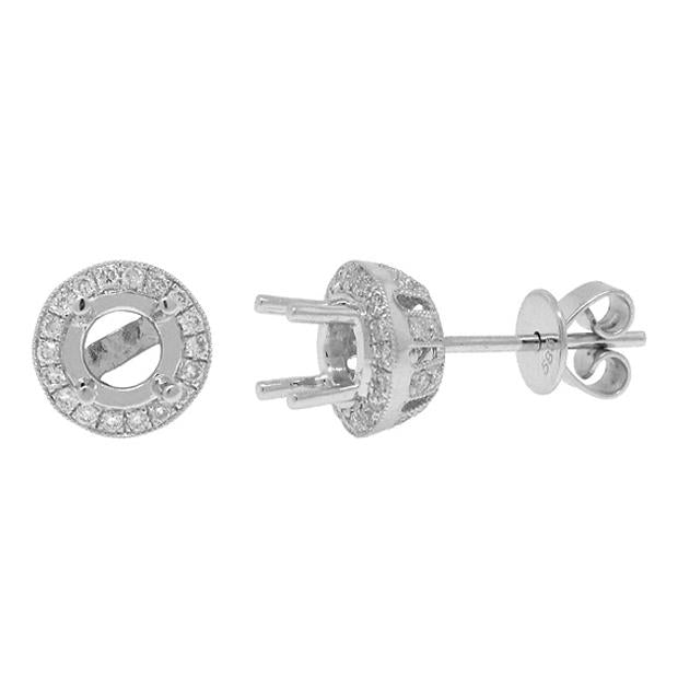 0.37 Ctw 14k White Gold Diamond Semi-mount Earring