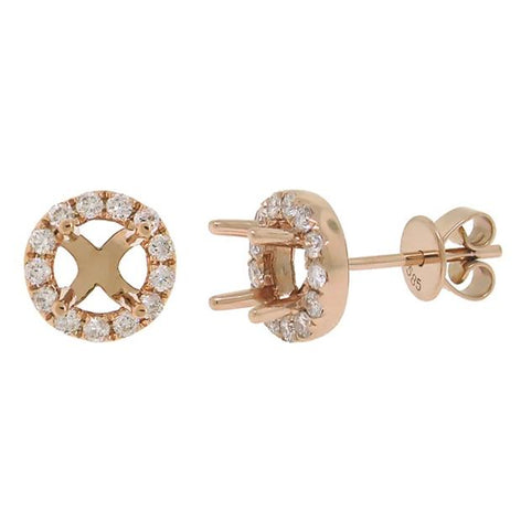 0.40 Ctw 14k Rose Gold Diamond Semi-mount Earring