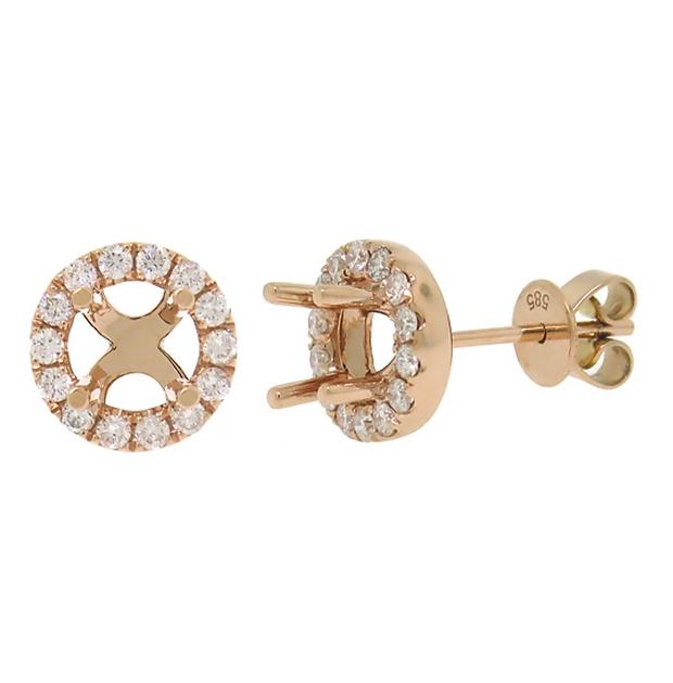 0.43 Ctw 14k Rose Gold Diamond Semi-mount Earring