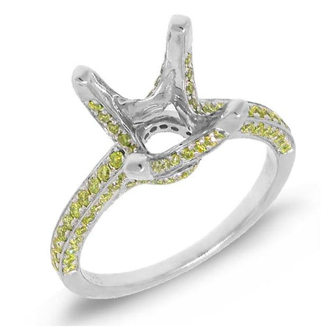 0.73 Ctw 14k White Gold Natural Yellow Diamond Semi-mount Ring