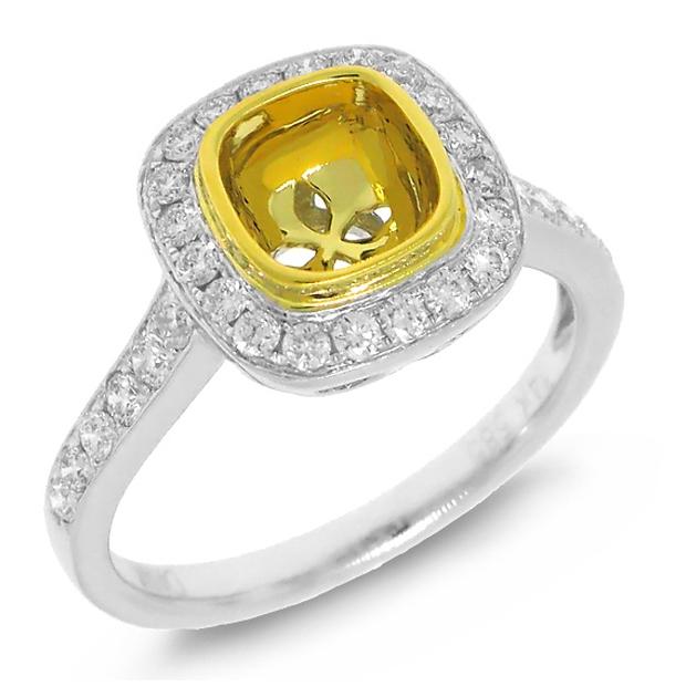 0.50 Ctw 14k Two-tone Gold Diamond Semi-mount Ring