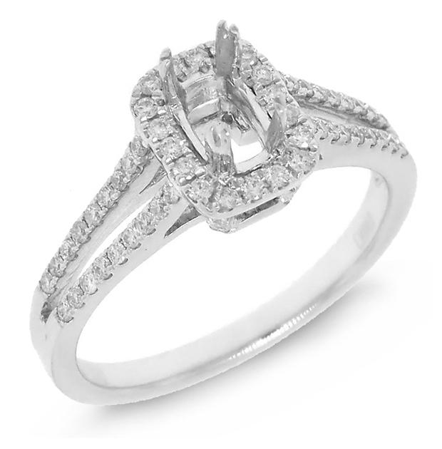 0.36 Ctw 18k White Gold Diamond Semi-mount Ring