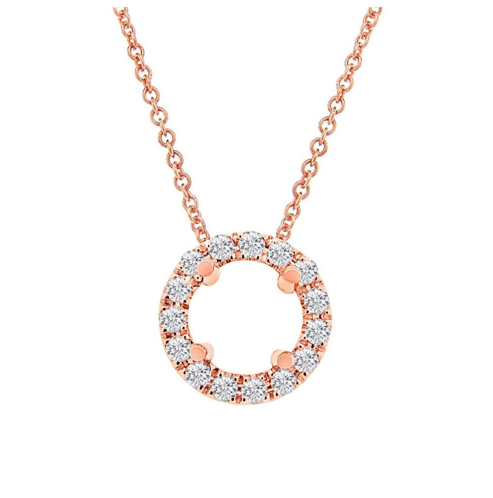 0.23 Ctw 14k Rose Gold Diamond Semi-mount Pendant Necklace With 18 Inch Chain