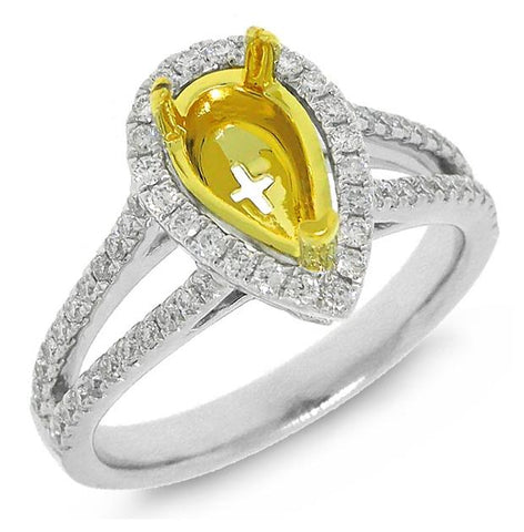 0.51 Ctw 14k Two-tone Gold Diamond Semi-mount Ring