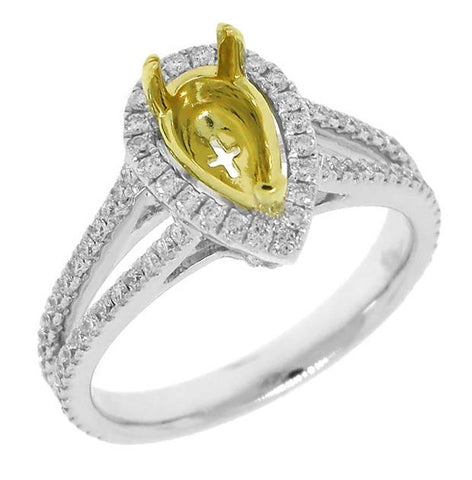 0.54 Ctw 14k Two-tone Gold Diamond Semi-mount Ring