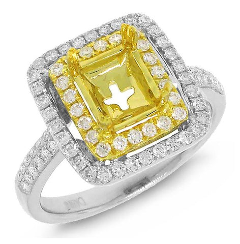 0.57 Ctw 14k Two-tone Gold Diamond Semi-mount Ring